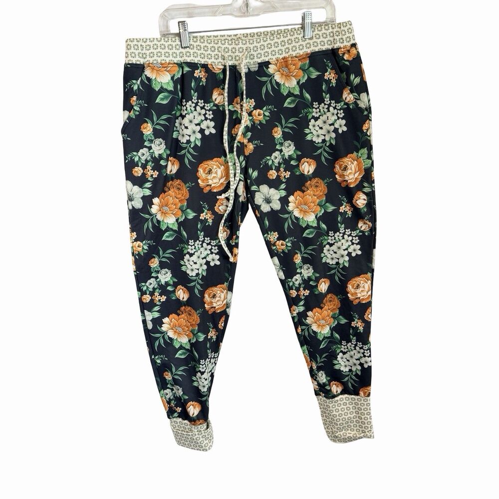 Ampersand Avenue Joggers Women's 3XL Floral Wildflower Elastic Waist Stretch NEW